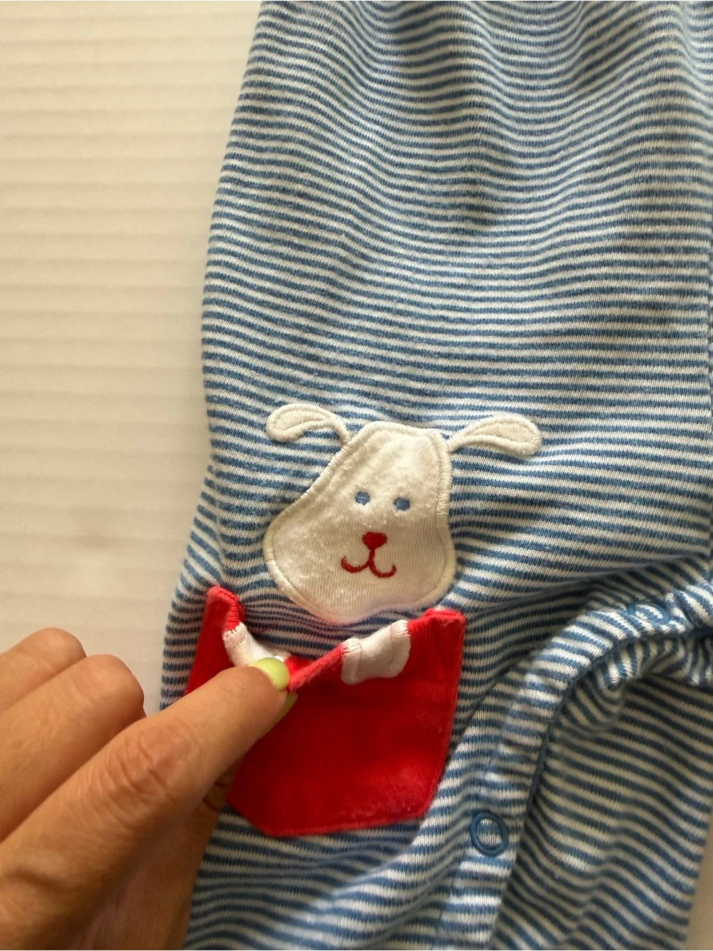 Vintage Gymboree Striped Romper with Dog Pockets